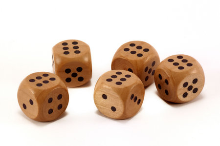Lucky throwing, all of dice is six.
