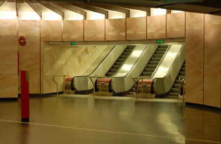 Metro station interior at Deak square in Budapest, Hungary
