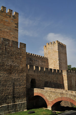 The Castle of Saint George in Lisbon, Portugal.Walls and towers in the highest hill of the historic...