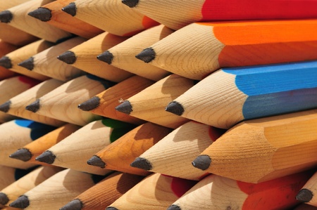 Macroshot of large and wooden pencil tips. Focus on right side.の写真素材