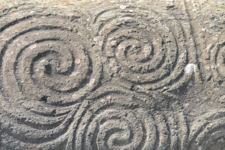 Rock detail with the famous pre-Celtic Triple Spiral の写真素材