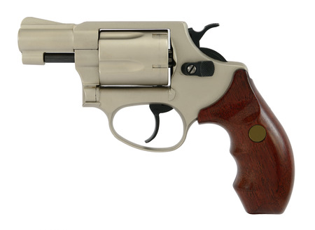 Modern semiautomatic hand gun (revolver), isolated on white.の写真素材