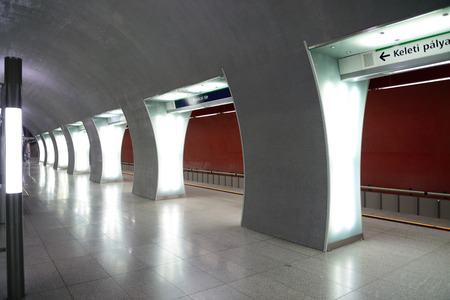 Inside the line four metro station  Rakoczi Square  in Budapest, Hungaryのeditorial素材