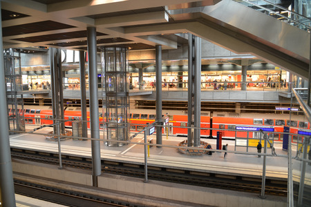 Inside the Berlin Hauptbahnhof  Main or Central station , Germany のeditorial素材