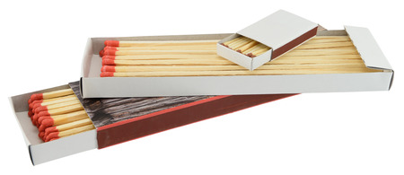 Big and small size matches isolated on white.の写真素材