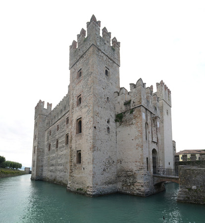The medieval Scaliger Castle in Sirmione, a small town on the shores of Lake Garda, Italy.の写真素材