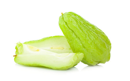 Chayote on white background