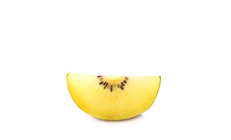 yellow gold kiwi fruit on a white backgroundの写真素材