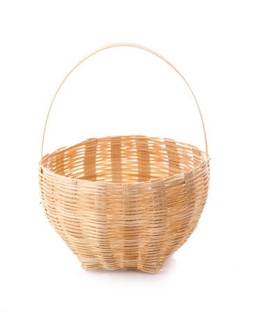 Basket wicker on isolated white background.の写真素材