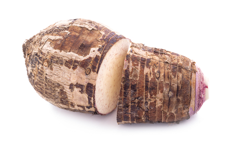 Taro, sliced of taro isolated on white backgroundの写真素材