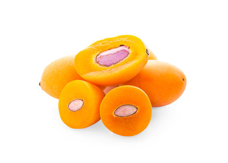 sweet Marian plum thai fruit isolated on white background (Mayongchid Maprang Marian Plum and Plum...