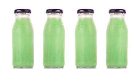 Pandan flavor milk isolated on white backgroundの写真素材