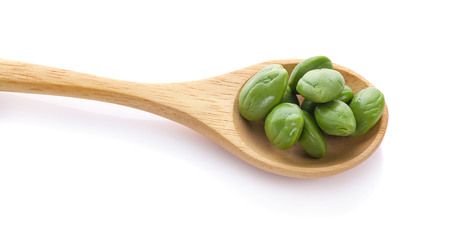 Parkia speciosa seeds or bitter bean on white backgroundの写真素材