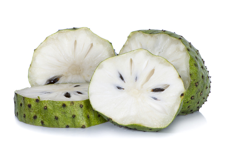 Soursop fruits isolated on white backgroundの写真素材