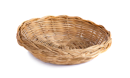 Basket wicker on isolated white background.の写真素材