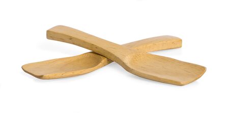 Wooden kitchen spatula isolated on a white background. This has clipping path.の写真素材