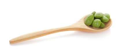 Parkia speciosa seeds or bitter bean an isolated on white backgroundの写真素材