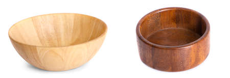 wood bowl an isolated on white backgroundの写真素材