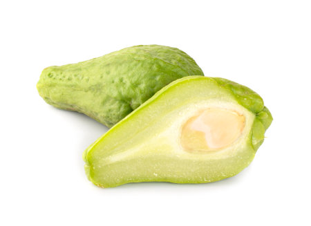 Chayotes an isolated on white backgroundの写真素材