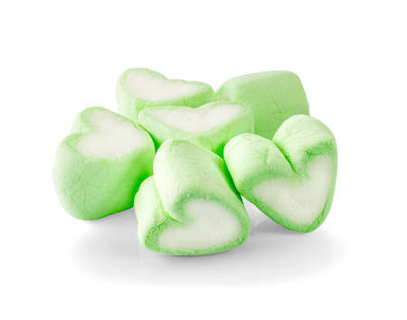 colorful marshmallows candy isolated on white backgroundの写真素材