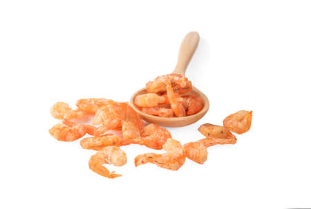 Dried shirmp an isolated on the white backgroundの写真素材