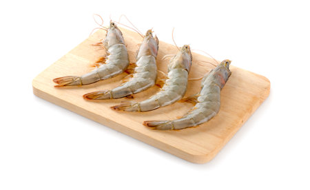 Fresh shrimp isolated on white background. This has clipping pathの写真素材