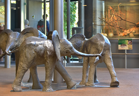 A statue of three elephants in Vienna zoo, October 2017のeditorial素材