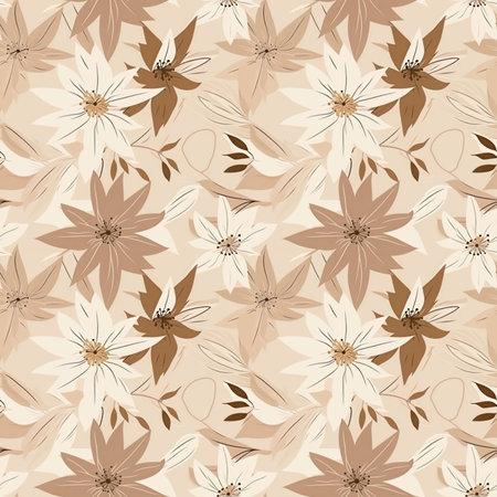 Bohemian Seamless pattern with hand drawn flowers. Floral background.の素材