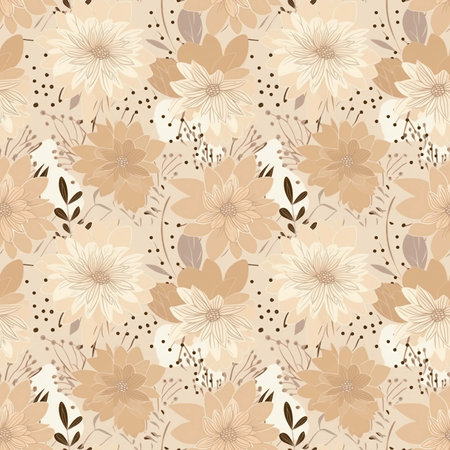 Bohemian Seamless pattern with hand drawn flowers. Floral background.の素材