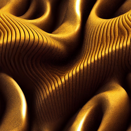 Seamless 3d render of golden metallic background with some smooth lines in itの素材