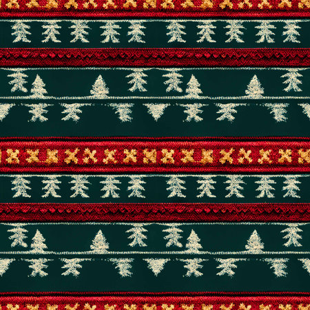 Ugly Christmas Sweater, Seamless pattern with Christmas tree and snowflakes. Christmas background.の素材