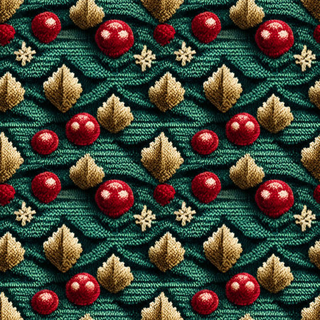 Ugly Christmas Sweater, Seamless background pattern. Knitted texture with Christmas ornaments.の素材