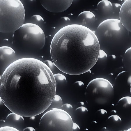 Abstract background of black and white spheres. 3d rendering, 3d illustration.の素材