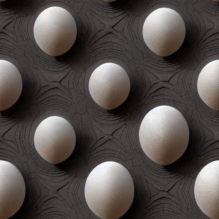Seamless pattern of white balls on a black background. 3D renderingの素材