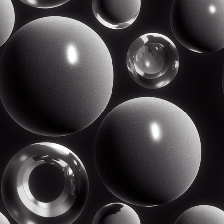 Seamless abstract background with black and white glass balls, 3d illustrationの素材