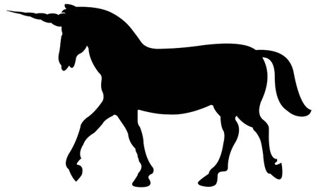 Silhouette of a unicorn on a white background. Vector illustrationのイラスト素材