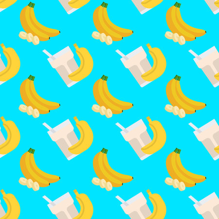 Banana and milk. Seamless pattern. Vector illustration.の写真素材
