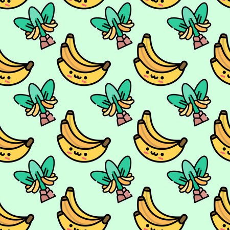 Seamless pattern with bananas. Vector illustration in doodle style.の写真素材