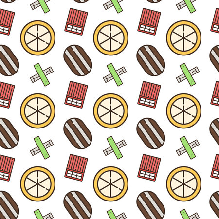 Seamless pattern with red fish on white background. Vector illustration.