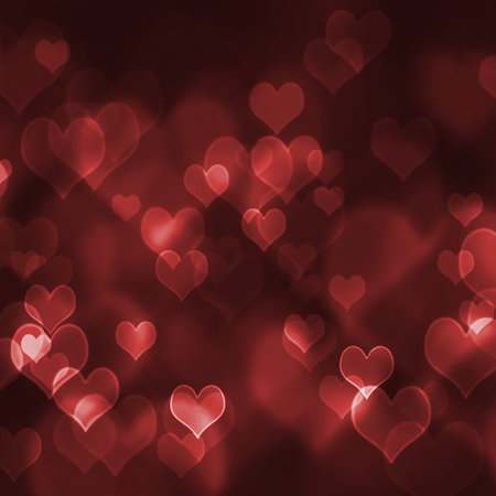 Red hearts bokeh background. Valentines day abstract background.の写真素材