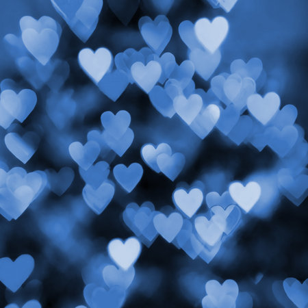 blue heart bokeh background, valentine's day backgroundの写真素材