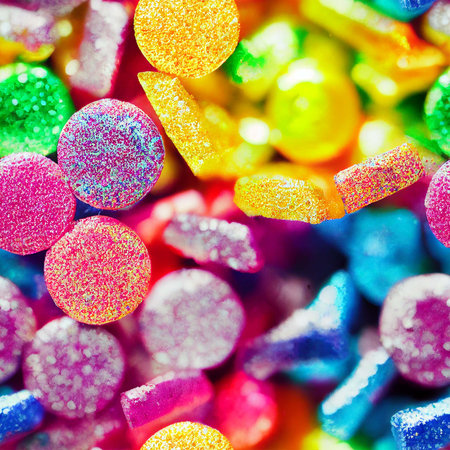 colorful candies background macro close up. abstract background of confettiの素材