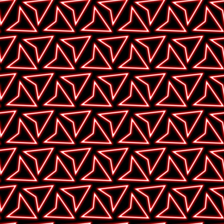 Abstract seamless pattern with red neon lights on black background. Vector illustration.