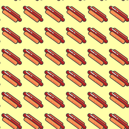 Seamless pattern with hot dogs. Vector illustration.の写真素材