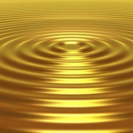 Gold ripples on a smooth water surface. Abstract background for design.の写真素材
