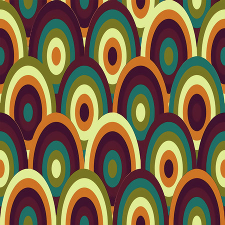 Seamless pattern with colorful circles. Vector illustration in retro style.の素材