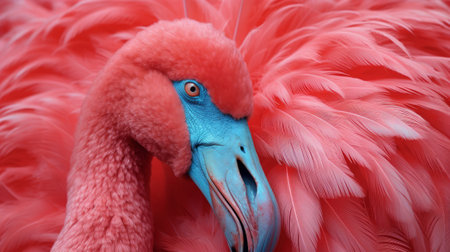 Close up of a pink flamingo in a park in Thailand.の写真素材