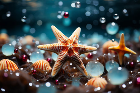 Starfish on the background of the sea. 3D illustration.の写真素材