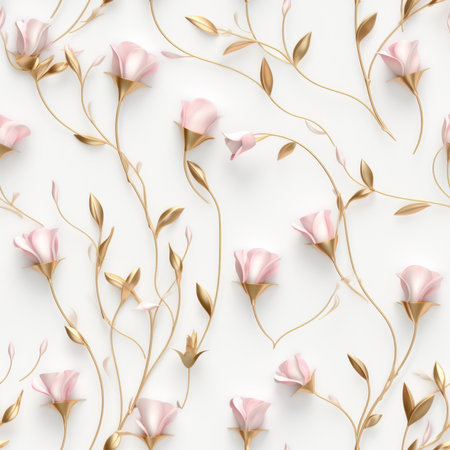 Flowers composition. Pattern made of pink flowers on white background. Flat lay, top viewの素材