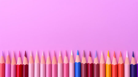 Colorful pencils on a pink background. 3d rendering. back to schoolの素材